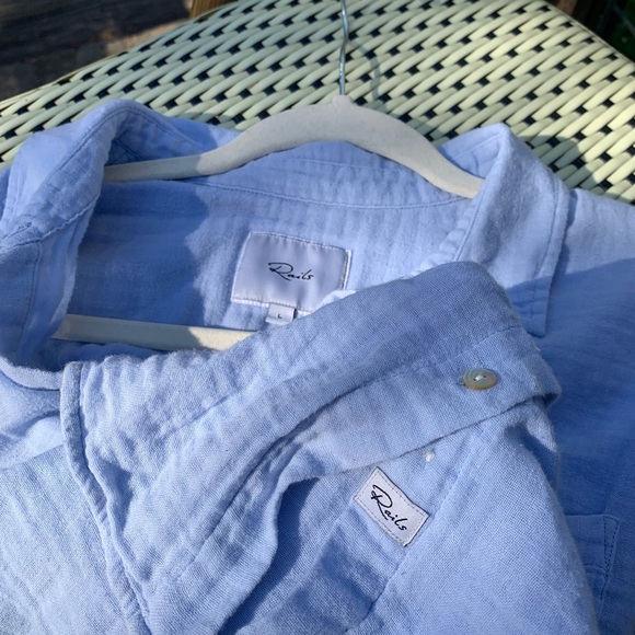 Rails Cotton Gauze Ellis Blue Bluebell Button Down Shirt Long Sleeve - Picture 6 of 10